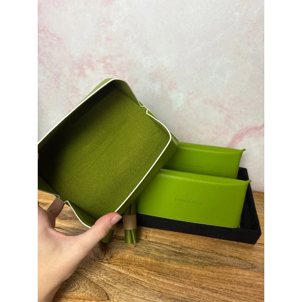 Tory Burch EMPTY Green Eyeglass Case lot of THREE